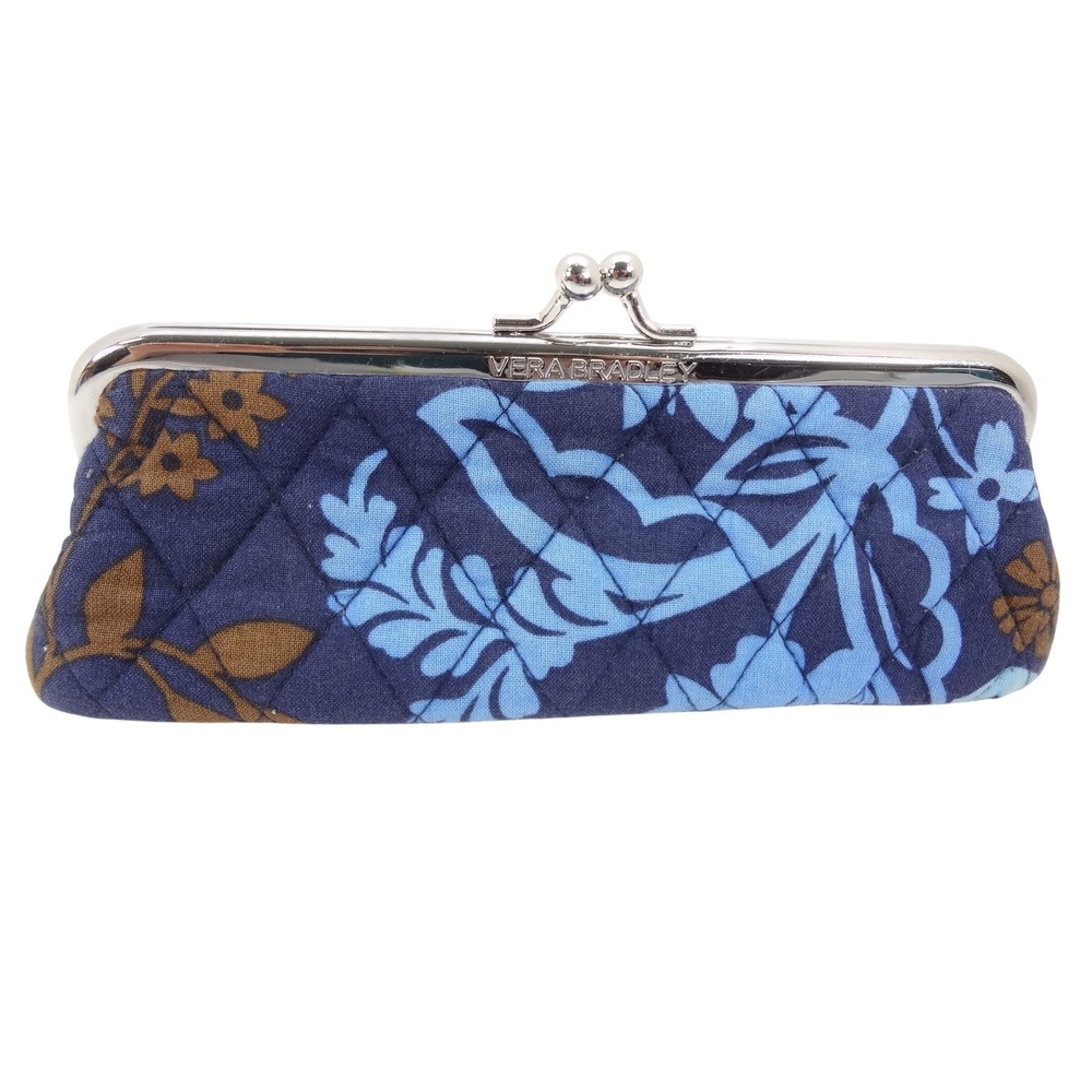 Vera Bradley Eyeglass Cosmetic Case Women's Katalina Blues Floral‎ Kiss Lock